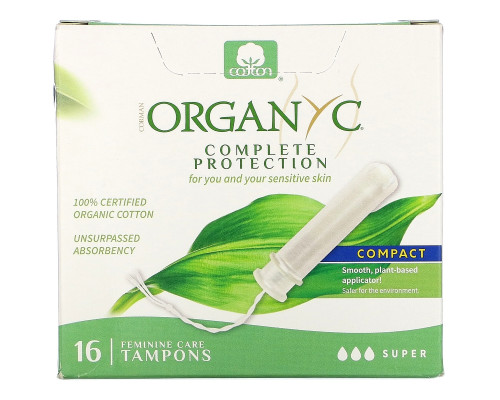 Organyc, Organic Tampons, Compact, 16 Super Absorbency Tampons Organyc, Organic Tampons, Compact, 16 Super Absorbency Tampons