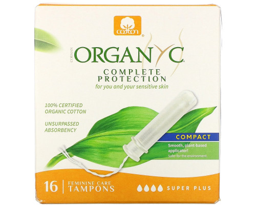 Organyc, Organic Tampons, Compact, 16 Super Plus Absorbency Tampons Organyc, Organic Tampons, Compact, 16 Super Plus Absorbency Tampons