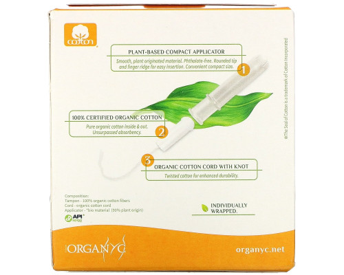 Organyc, Organic Tampons, Compact, 16 Super Plus Absorbency Tampons Organyc, Organic Tampons, Compact, 16 Super Plus Absorbency Tampons