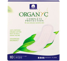 Organyc, Organic Cotton Pads, Heavy Flow Night, 10 Pads