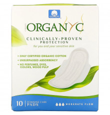 Organyc, Menstrual Pads, Moderate Flow, 10 Pads