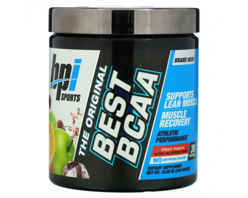 Аминокислоты BPI Sports, Best BCAA, добавка для тренировок, фруктовый пунш, 300 г (10,58 унции) Аминокислоты BPI Sports, Best BCAA, добавка для тренировок, фруктовый пунш, 300 г (10,58 унции)