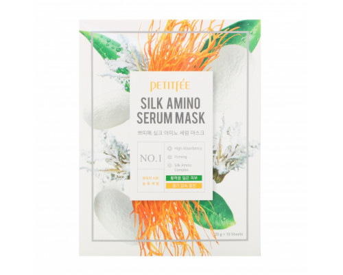 Petitfee, Silk Amino Serum Mask, 10 Masks, 25 g Each Petitfee, Silk Amino Serum Mask, 10 Masks, 25 g Each