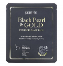 Petitfee, Black Pearl & Gold Hydrogel Mask Pack, 5 Sheets, 32 g Each
