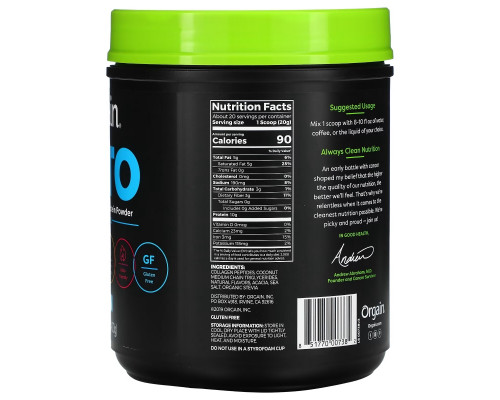 Orgain, Keto, Ketogenic Collagen Protein Powder with MCT Oil, Vanilla, 0.88 lb (400 g) Orgain, Keto, Ketogenic Collagen Protein Powder with MCT Oil, Vanilla, 0.88 lb (400 g)