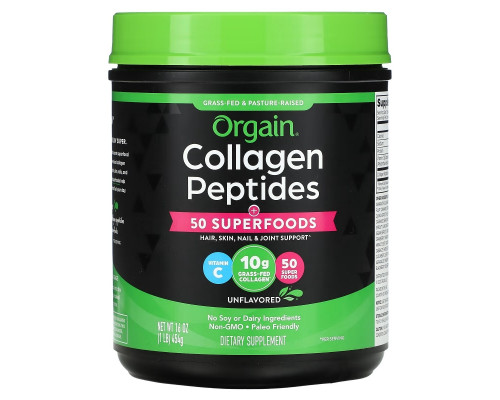 Orgain, Collagen Peptides, Plus 50 Superfoods, Unflavored, 1 lb (454 g) Orgain, Collagen Peptides, Plus 50 Superfoods, Unflavored, 1 lb (454 g)
