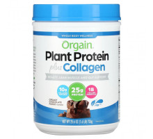 Для мышц и суставов Orgain, Plant Protein Plus Collagen, сливочная шоколадная помадка, 726 г (1,6 фунта)