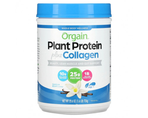 Для мышц и суставов Orgain, Plant Protein Plus Collagen, ваниль, 726 г (1,6 фунта) Для мышц и суставов Orgain, Plant Protein Plus Collagen, ваниль, 726 г (1,6 фунта)