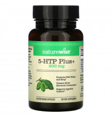 NatureWise, 5-HTP Plus+, 200 мг, 30 вегетарианских капсул
