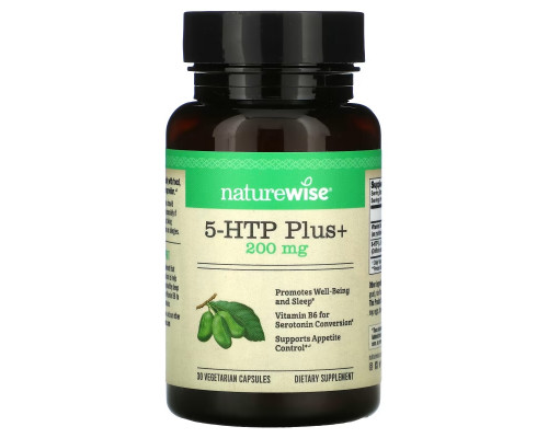 NatureWise, 5-HTP Plus+, 200 мг, 30 вегетарианских капсул NatureWise, 5-HTP Plus+, 200 мг, 30 вегетарианских капсул