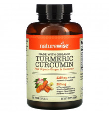 NatureWise, Organic Turmeric Curcumin, 180 Vegan Capsules