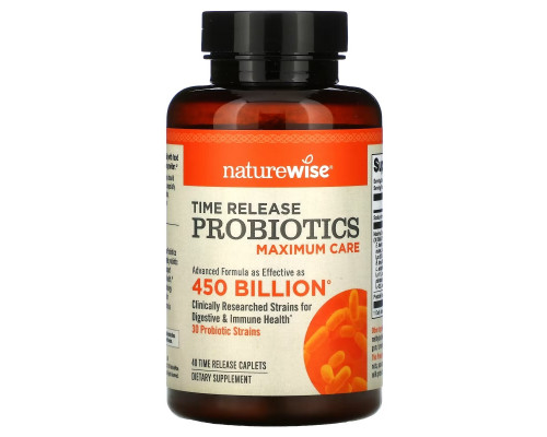 NatureWise, Time Release Probiotics, Maximum Care, 40 Time Release Caplets NatureWise, Time Release Probiotics, Maximum Care, 40 Time Release Caplets