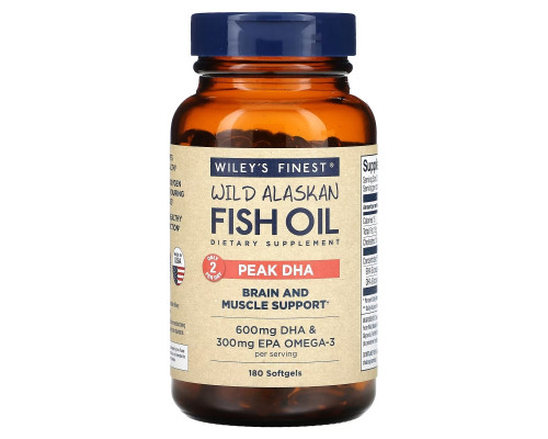 Wiley's Finest, Wild Alaksan Fish Oil, Peak DHA, 180 Softgels Wiley's Finest, Wild Alaksan Fish Oil, Peak DHA, 180 Softgels