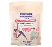 Рыбий жир и Омега 3, 6, 9 Wiley's Finest, Plant Powered Nutrition, веганские жевательные мармеладки с омега-3, арбузное чудо, 131 мг, 60 жевательных таблеток