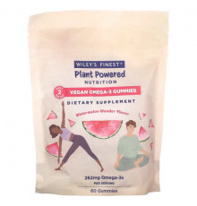 Рыбий жир и Омега 3, 6, 9 Wiley's Finest, Plant Powered Nutrition, веганские жевательные мармеладки с омега-3, арбузное чудо, 131 мг, 60 жевательных таблеток