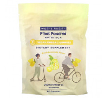 Рыбий жир и Омега 3, 6, 9 Wiley's Finest, Plant Powered Nutrition, веганские жевательные мармеладки с омега-3, свежий лимонад, 131 мг, 60 жевательных таблеток