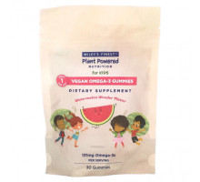 Рыбий жир и Омега 3, 6, 9 Wiley's Finest, Plant Powered Nutrition, веганские жевательные мармеладки с омега-3, для детей, арбузное чудо, 131 мг, 30 жевательных таблеток