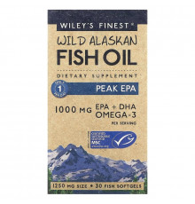 Wiley's Finest, Дикий Аляскинский Рыбий Жир, Пик EPA, 1250 мг, 30 Рыбные Капсулы