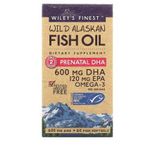 Wiley's Finest, Дикий Аляскинский Рыбий Жир, Пренатальный DHA, 600 мг, 60 Рыбные Капсулы