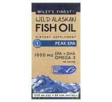 Wiley's Finest, Дикое Аляскинское Рыбное Масло, Пик EPA, 1250 мг, 60 Рыбные Капсулы