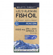Wiley's Finest, Дикое Аляскинское Рыбное Масло, Пик EPA, 1250 мг, 60 Рыбные Капсулы