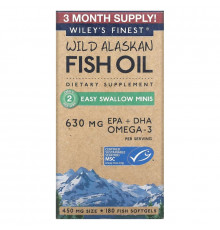 Wiley's Finest, Wild Alaskan Fish Oil, Easy Swallow Minis, 450 mg, 180 Softgels