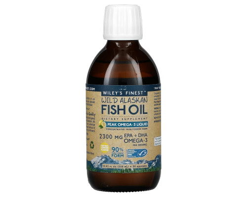 Wiley's Finest, Wild Alaskan Fish Oil, Peak Omega-3 Liquid, Natural Lemon Flavor, 2150 mg, 8.45 fl oz (250 ml)