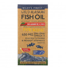 Wiley's Finest, Wild Alaskan Fish Oil, For Kids!, Beginner's DHA, Natural Strawberry Watermelon Flavor, 650 mg, 4.23 fl oz (125 ml)