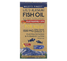 Wiley's Finest, Дикий Аляскинский рыбий жир, Начальное EPA, для детей!, Натуральный Манго Персиковый Аромат, 1500 мг, 4.23 жидких унции (125 мл)