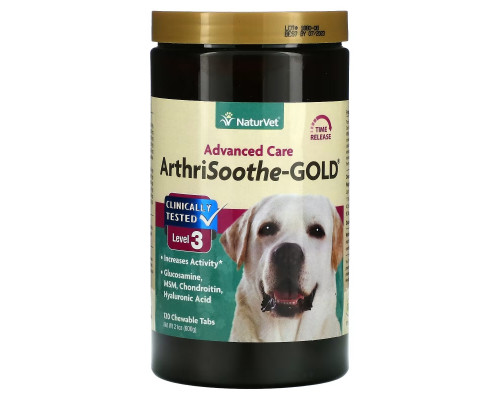 NaturVet, ArthriSoothe-GOLD, улучшенный уход, уровень 3, 120 жевательных таблеток, 21 унц. (600 г) NaturVet, ArthriSoothe-GOLD, улучшенный уход, уровень 3, 120 жевательных таблеток, 21 унц. (600 г)