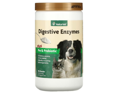 NaturVet, Digestive Enzymes Plus Pre & Probiotic Powder, For Dogs & Cats, 1 lb (454 g) NaturVet, Digestive Enzymes Plus Pre & Probiotic Powder, For Dogs & Cats, 1 lb (454 g)