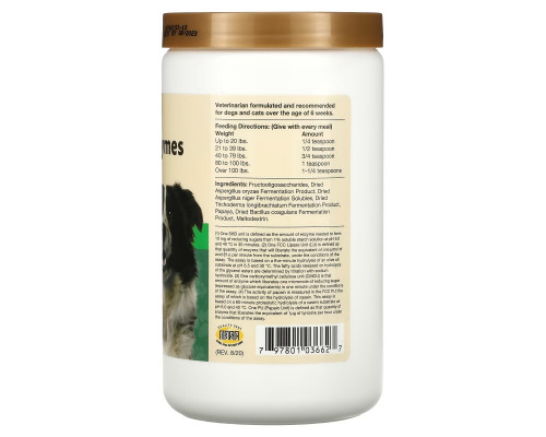 NaturVet, Digestive Enzymes Plus Pre & Probiotic Powder, For Dogs & Cats, 1 lb (454 g) NaturVet, Digestive Enzymes Plus Pre & Probiotic Powder, For Dogs & Cats, 1 lb (454 g)