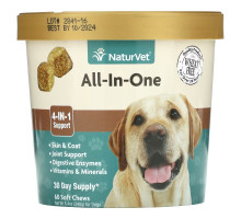 NaturVet, All-In-One, универсальная добавка для собак, 60 жевательных таблеток, 240 г (8,4 унции)