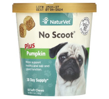 NaturVet, No Scoot, с тыквой, для собак, 60 жевательных таблеток, 180 г (6,3 унции)