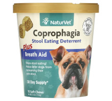 NaturVet, Coprophagia, добавка против копрофагии, с освежителем дыхания, 70 жевательных таблеток, 154 г (5,4 унции)