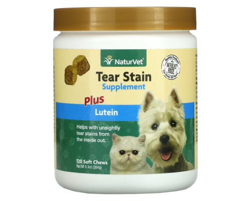 NaturVet, Tear Stain Plus Lutein, For Dogs & Cats, 120 Soft Chews, 9.3 oz (264 g) NaturVet, Tear Stain Plus Lutein, For Dogs & Cats, 120 Soft Chews, 9.3 oz (264 g)