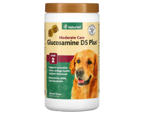 NaturVet, Glucosamine DS Plus, умеренный уход, уровень 2, 240 жевательных таблеток, 576 г (1 фунт 4 унции) NaturVet, Glucosamine DS Plus, умеренный уход, уровень 2, 240 жевательных таблеток, 576 г (1 фунт 4 унции)