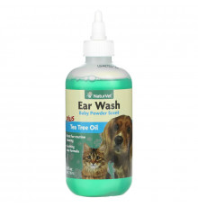 NaturVet, Ear Wash Plus Tea Tree Oil, Baby Powder Scent, 8 fl oz (236 ml)