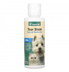 NaturVet, Tear Stain, средство для удаления пятен от слез с шерсти для животных с алоэ, для собак и котов, 118 мл (4 жидк. унции)