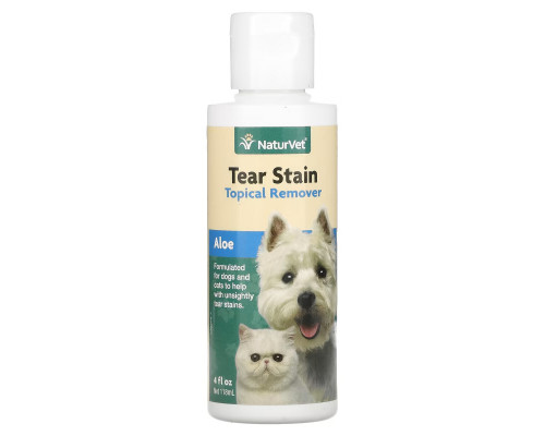 NaturVet, Tear Stain, средство для удаления пятен от слез с шерсти для животных с алоэ, для собак и котов, 118 мл (4 жидк. унции) NaturVet, Tear Stain, средство для удаления пятен от слез с шерсти для животных с алоэ, для собак и котов, 118 мл (4 жидк. унции)