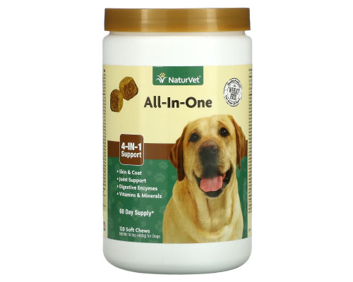 NaturVet, All-In-One, For Dogs, 120 Soft Chews, 16.9 oz (480 g) NaturVet, All-In-One, For Dogs, 120 Soft Chews, 16.9 oz (480 g)