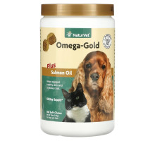 NaturVet, Omega-Gold Plus Salmon Oil, For Dogs and Cats, 180 Soft Chews, 18 oz (513 g)