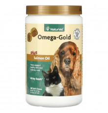 NaturVet, Omega-Gold Plus Salmon Oil, For Dogs and Cats, 180 Soft Chews, 18 oz (513 g)