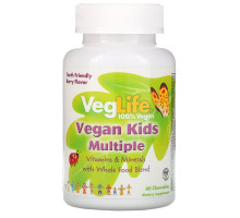 VegLife, Мультивитамины для детей растительного происхождения, вкус ягод, 60 жевательных таблеток