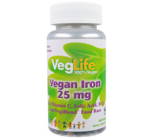 VegLife, Железо растительного происхождения, 25 мг, 100 таблеток