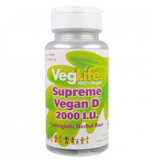 VegLife, Максимум витамина D растительного происхождения, 2000 МЕ, 100 таблеток