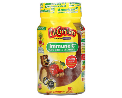 L'il Critters, Витамин C + цинк и эхинацея, 60 жевательных таблеток L'il Critters, Витамин C + цинк и эхинацея, 60 жевательных таблеток