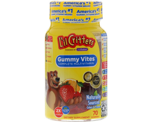 L'il Critters, Gummy Vites Complete 70 мультивитаминных жевательных конфет L'il Critters, Gummy Vites Complete 70 мультивитаминных жевательных конфет
