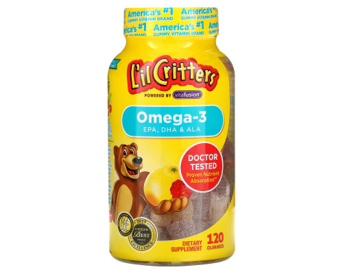 L'il Critters, Омега-3, со вкусом малины и лимонада, 120 жевательных конфет