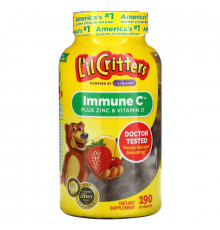 L'il Critters, Жевательные витамины Immune C с цинком и эхинацеей, 190 жевательных таблеток